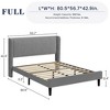 Bed Frame with Vertical Channel Headboard, Upholstered Bed Frame with Wood Slats - 2 of 4