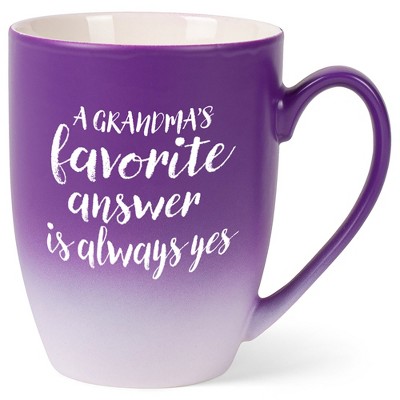 Elanze Designs Grandma's Answer Yes Two Toned Ombre Matte Purple and White 12 ounce Ceramic Stoneware Coffee Cup Mug