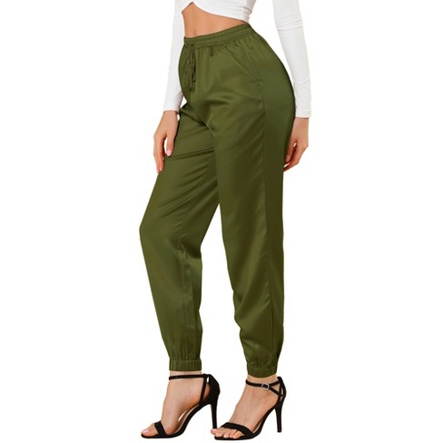 Women Satin Cargo Joggers Pants Dressy Casual Capris Trousers Silky Elastic  High Waist Athletic Cargo Pants with Pocket : : Clothing, Shoes 