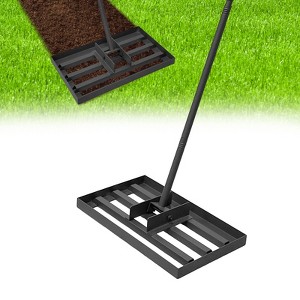 17"x10" Heavy Duty Lawn Leveling Rake - Adjustable 35-72" Handle, Reinforced Steel w/ Anti-Flip Edge for Soil, Top Dressing & Landscaping - 1 of 4