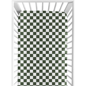 Sweet Jojo Designs Boy, Girl, Unisex/Gender Neutral Baby Fitted Crib Sheet Gingham Checkered Plaid Green and White - 1 of 4