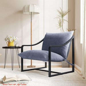 Accent Chair w/ Soft Cushion, Upholstered Metal Frame Living Room Chair, Comfychair for Bedroom Balcony Lounge Reading Room - 1 of 4