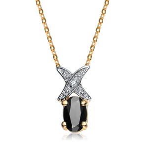 Guili Sterling Silver White Cubic Zirconia Gold Plating Clear and Black Cubic Zirconia Pendant - 1 of 2