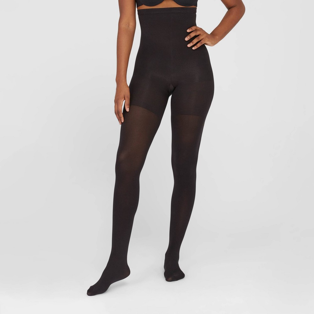 ASSETS by SPANX Women's High-Waist Shaping Tights - Black 2: Opaque Control Top Hosiery, Tummy & Thigh Slimming, Knit Fabric