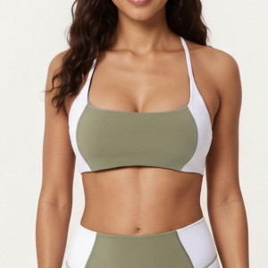 Anna-Kaci Active Women's Square Neck Colorblock Sports Bra with Spaghetti Straps and Stretch Fit Fabric - 1 of 4