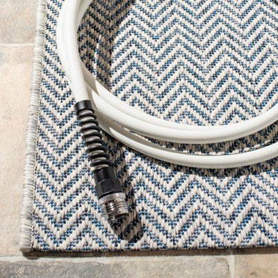 Blue and Grey 8' x 10' Stain-Resistant Synthetic Area Rug