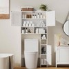 Over Toilet Storage Cabinet with 2 Barn Doors and Holder Stand White Free Standing Bathroom Shelf Space Saver Restroom Laundry - 3 of 4
