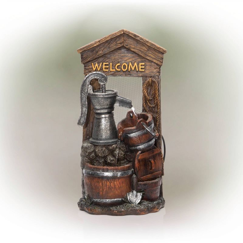 24&#34; Glossy 3 Tier Welcome Barrel Fountain With Water Pump - Alpine Corporation, 4 of 7
