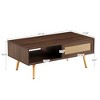 LIVAREEmlen PE Rattan Coffee table, Sliding Door for Storage, Solid Wood Legs, Modern Table for Living Room - 2 of 4