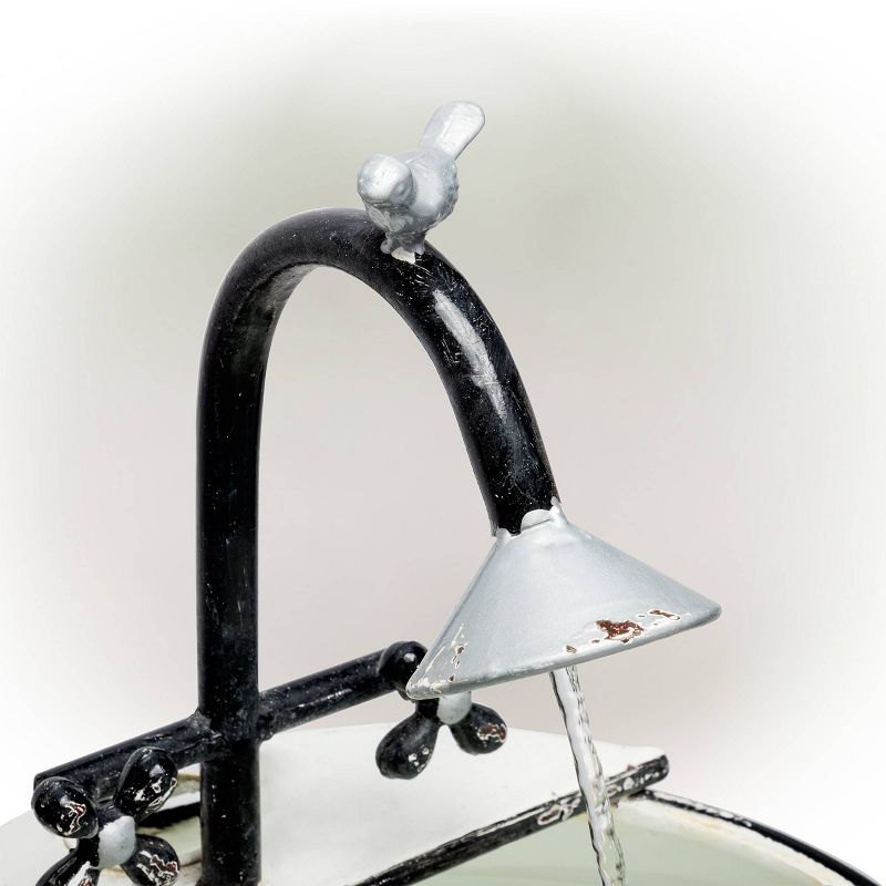 32&#34; Metal Outdoor Antique Sink Water Fountain and Stand White - Alpine Corporation, 6 of 8