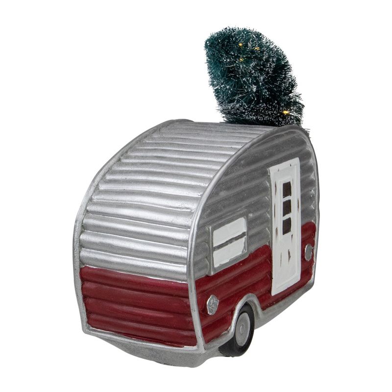 Northlight 8.5" LED Lighted Camper with Pine Bough Christmas Decoration, 2 of 5