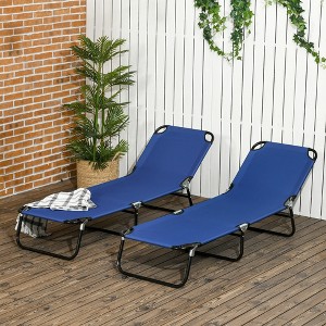 Maggift Patio Chaise Lounges Set of 2, Portable Foldable Lounge Chair, Adjustable Angle Multifunctional Patio Lounge Chair, Blue, 74"*22"*26.4 - 1 of 4