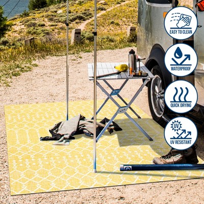 Boho-Chic Moroccan Geometric Black and Gray 5' x 7' Outdoor Area Rug