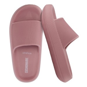 CUSHIONAIRE Feather Slides – Comfortable Cloud Cushion House Slippers for Women, Indoor Outdoor EVA Foam Foot Spa Shower Shoes, Non-Slip Arch Support - 1 of 4
