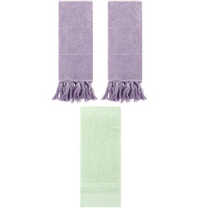 REGALWOVEN 3 Packs Striped and Tassels Hand Towels for Bathroom 14" x 30" - 1 of 4