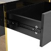 Wooakway 47.2'' x 31.4''Minimalist High Gloss Coffee Table with 2 Drawers, Multi-Storage Rectangle Sofa Table with Golden Wood Grain Legs - 4 of 4
