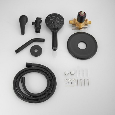 Matte Black Stainless Steel Handheld Rain Shower Head with Filter