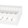 Okak Twin/Full Size Floor Bed Frame,White Solid Wood Toddler Bed with Safety Rails, Low Profile Design for Kids Bedroom & Nursery - 4 of 4