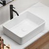 ChicFurnit Bathroom Sinks Rectangle Countertop Bathroom Sink Porcelain Ceramic Thin Edge Basin Vessel Sink for Bathrooms, White, 19"*15"*5.5" - 2 of 4