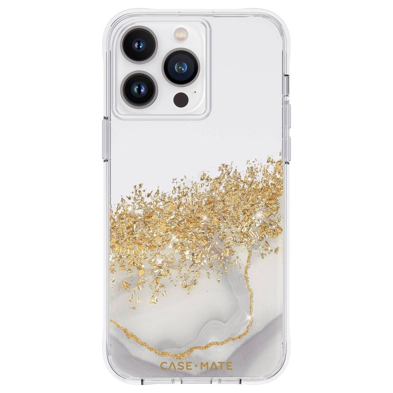Case-Mate Apple iPhone 14 Pro Case- White/Gold Karat Marble, 1 of 5