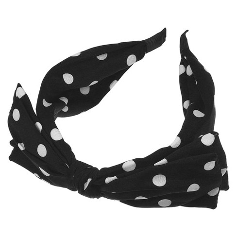 Unique Bargains Women's Polka Dots Wide Bow Headbands Black : Target