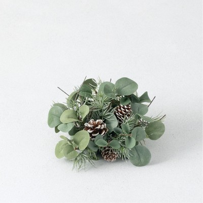 Sullivans Artificial Eucalyptus, Pine and Cone Orb 4.5"H Green