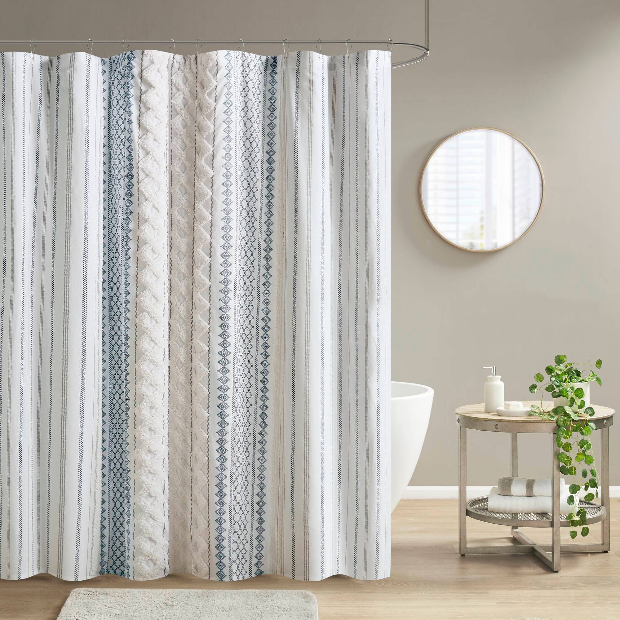 Ink+Ivy Imani Cotton Print Elegant Soft Shower Curtain