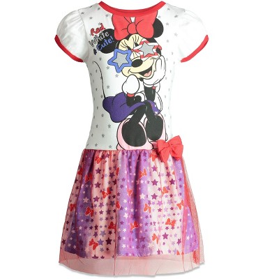 Mickey Mouse & Friends Minnie Minnie Womens Tulle Short Sleeve Dress Red 