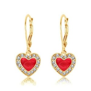 Chanteur Hypoallergenic Kids Jewelry Accessories Heart CZ Yellow Gold Brass Plating Earrings leverback is made from 925 Sterling silver - 1 of 1