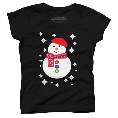 Girl's Design By Humans Christmas Snowman By ScarDesign T-Shirt