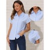 INSPIRE CHIC Women's Striped Button Down Turndown Collar Cotton Casual Cap Sleeve Blouse - 2 of 4