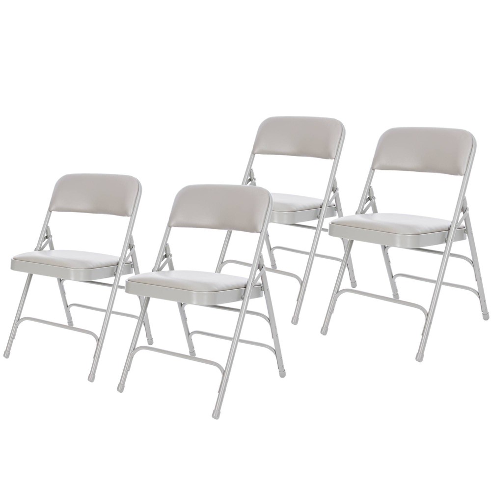 Photos - Computer Chair Set of 4 Premium Vinyl Padded Triple Brace Folding Chairs Gray - Hampden F