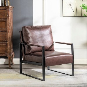 NicBex Accent Chair with Durable Square Metal Frame Lounge Chair Modern Armchair Reading Chair Comfy Chair for Living Room, Dark Brown - 1 of 4