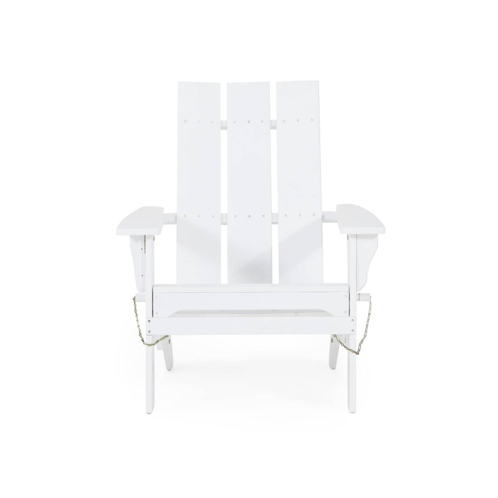 Photos - Garden Furniture Zuma Outdoor Acacia Wood Foldable Adirondack Chair White - Christopher Knight Home: Rustic Patio Furniture, UV-Resistant