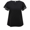 GRACE & GRANDEUR Women's Plus Size Contrasting Striped Colors V Neck Ruffle Short Sleeves Summer T-Shirts - 4 of 4