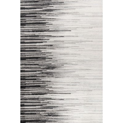 Gray and Cream Reversible Synthetic Stripe Area Rug, 3x5 Feet