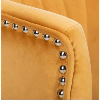 Stazia Marigold Velvet Wingback Armless Accent Chair with Gold Caps