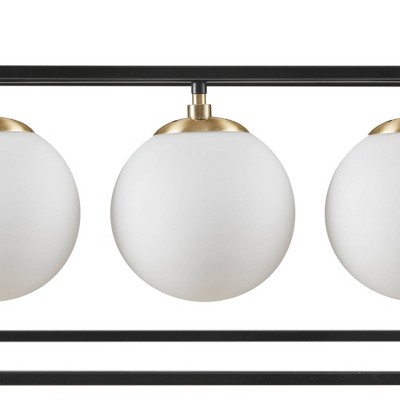 Antique Brass Cage 6-Light Frosted Glass Globe Chandelier