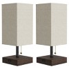 Small Table Lamp Set with Wood Base – Set of 2 Modern Rectangle Lights with LED Bulb IncludeDecor Living Room, Bedroom, or Home Office by Lavish Home - 4 of 4