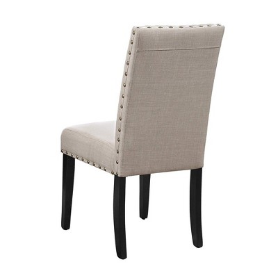 Crispin Natural Beige Upholstered Solid Wood Dining Side Chair Set