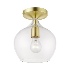Livex Lighting Aldrich 1 - Light Semi-Flush Mount in  Satin Brass/Polished Brass - 1 of 3