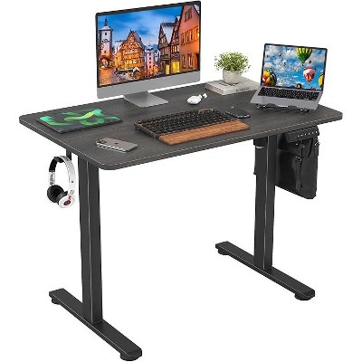 Infurnic Desks, Standing Desk with Splice Board, Adjustable Height Sit Stand Desk for Office or Home, Black, 24"*40"*27.5"