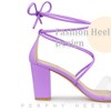 Perphy Women's Lace Up Strappy Clear Strap Chunky Heel Sandals - 4 of 4