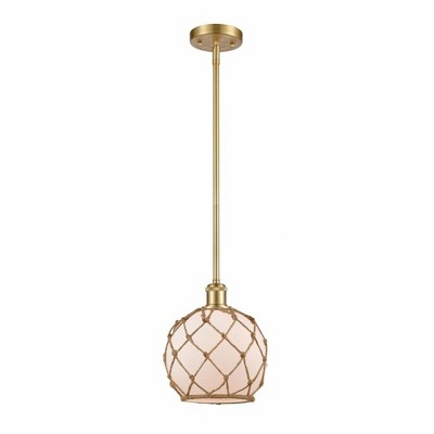 Farmhouse Rope - 1 Light Stem Hung Mini Pendant In Industrial Style-10 Inches Tall and 8 Inches Wide