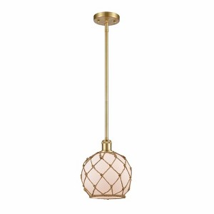 Farmhouse Rope - 1 Light Stem Hung Mini Pendant In Industrial Style-10 Inches Tall and 8 Inches Wide - 1 of 1