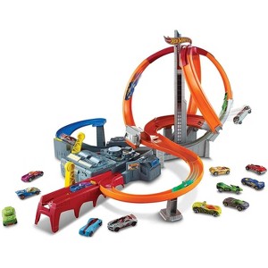 Hot Wheels Spin Storm Motorized Track Set – High-Speed Racing & Crashing Loops with 3 Crash Zones, Dual Launchers, Booster & 1 Hot Wheels Car - 1 of 4