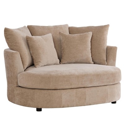 Hrinhom 55.1" W Accent Barrel Chair,Modern Oversized Sofa Chair with 5 Pillows