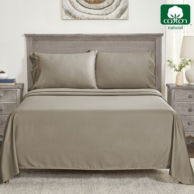 Taupe California King Cotton Microfiber Deep Pocket Sheet Set
