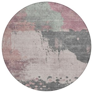 Blush Sage And Charcoal Abstract Washable Indoor Outdoor Area Rug - 1 of 4