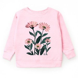 The Juniper Shop Pink Daisies Watercolor Youth Sweatshirt - M - Pink - 1 of 3